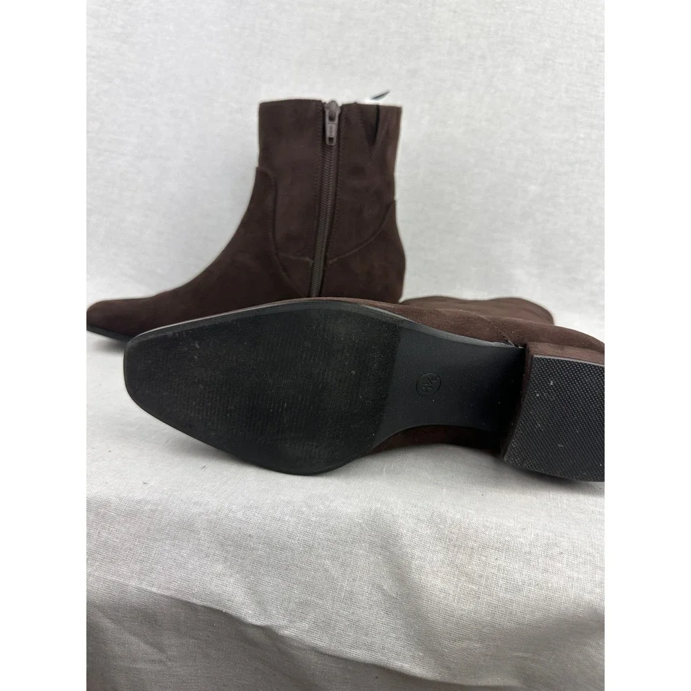 Universal Thread Womens Brown Faux Suede Square Toe Ankle Boots Block‎ Heel 6.5